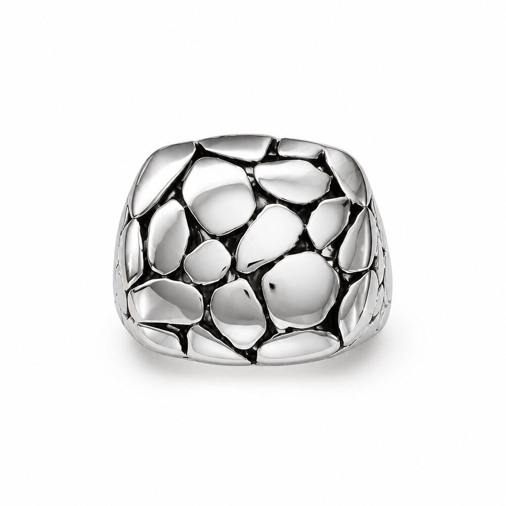 The "Pebble Shore" Silver Dome Statement Ring - Sz 10